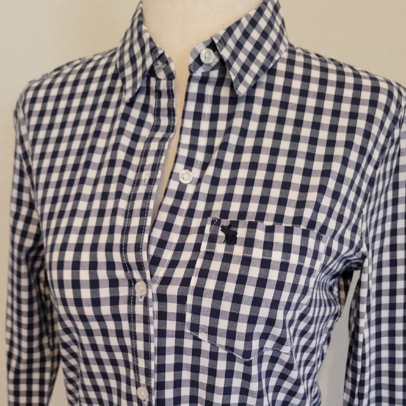 Abercrombie & Fitch Tops - Abercrombie & Fitch Navy and White Checkered Button Down Shirt